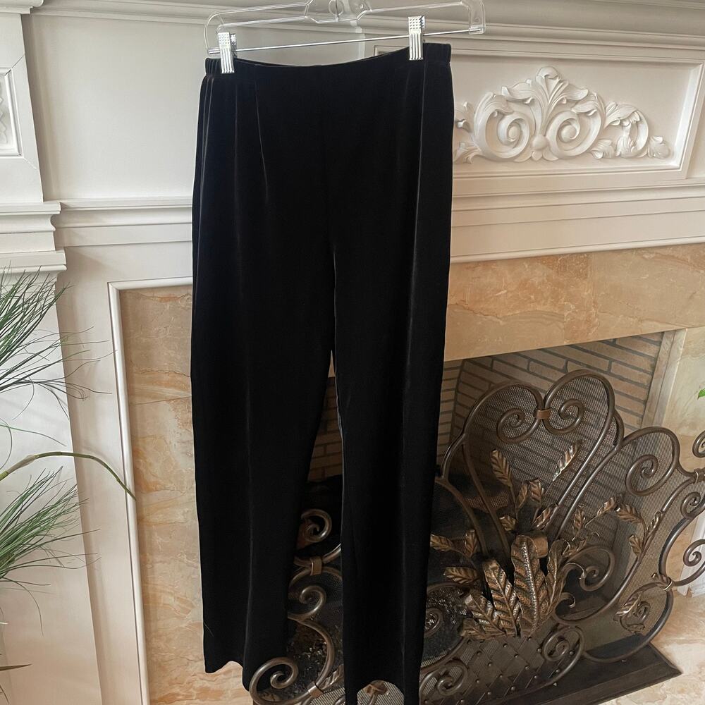 Chico's Black Velour Elastic Waist Pant Sz 1 (M )